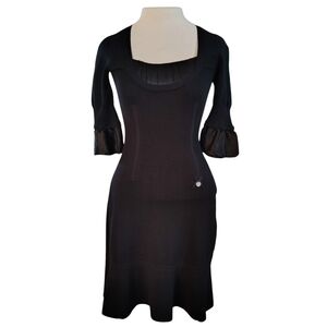 Karen Millen Black Classic Silk Sweater Dress Size 1 LBD